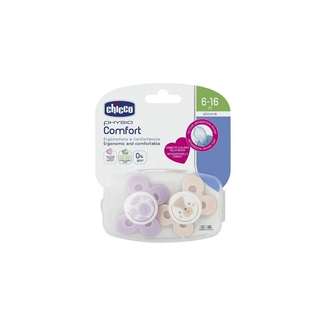 CHICCO SOOTHER COMFORT GIRL SIL 6-16M 2PC C