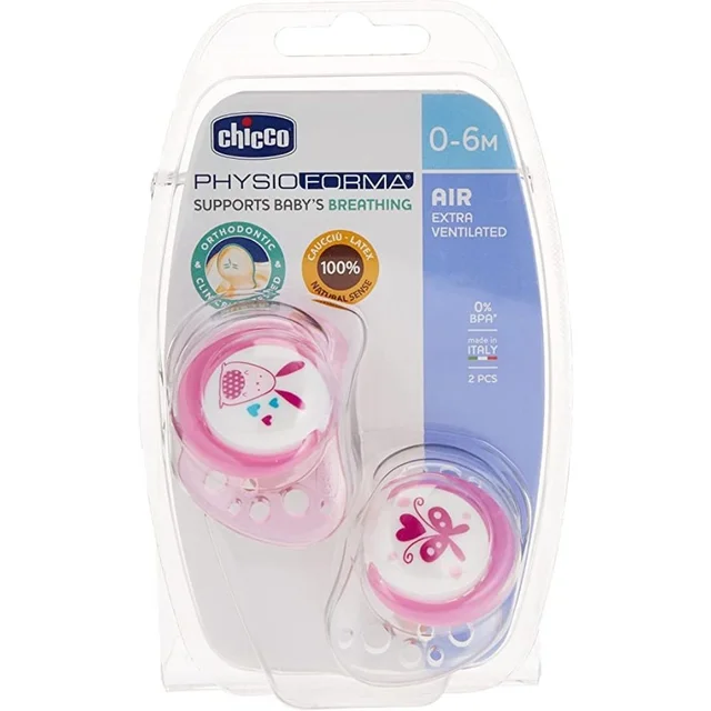 CHICCO SOOTHER PH. AIR PINK SIL 0-6M 2PCS B