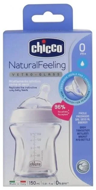 CHICCO FBOTTLE NATURALFEELING GLASS 0M+ 150ML