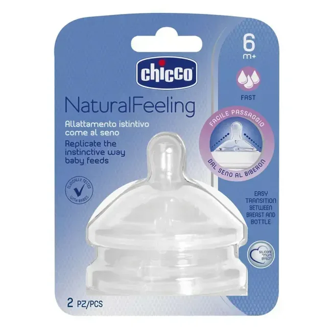 CHICCO 2 TEAT NATURALFEELING 6M+ F FAST