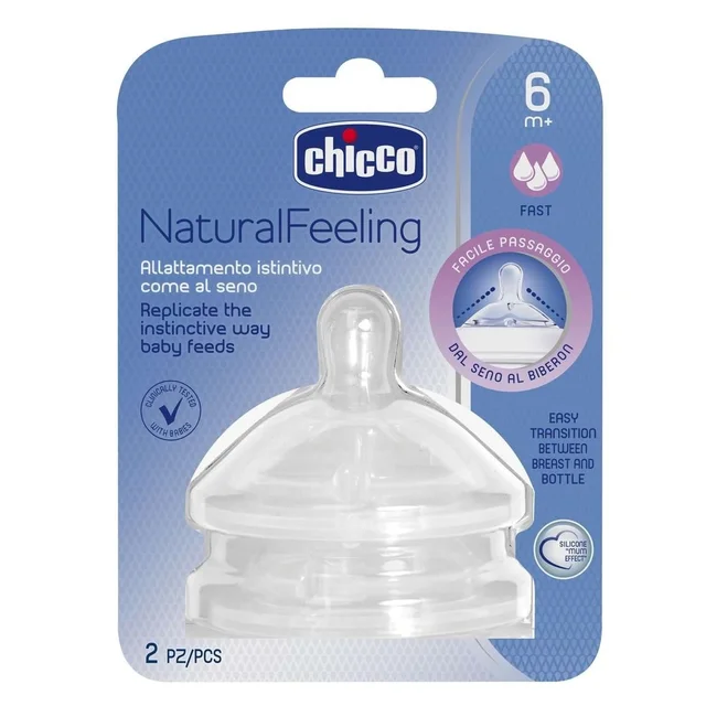 CHICCO 2 TEAT NATURALFEELING 6M+ F FAST