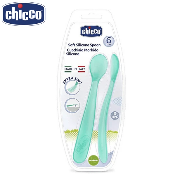 CHICCO SOFT SILICON SPOON BI-PACK BOY 6M+