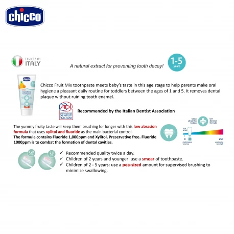 CHICCO TOOTHPASTE FRUIT MIX 1-5Y FLUORINE