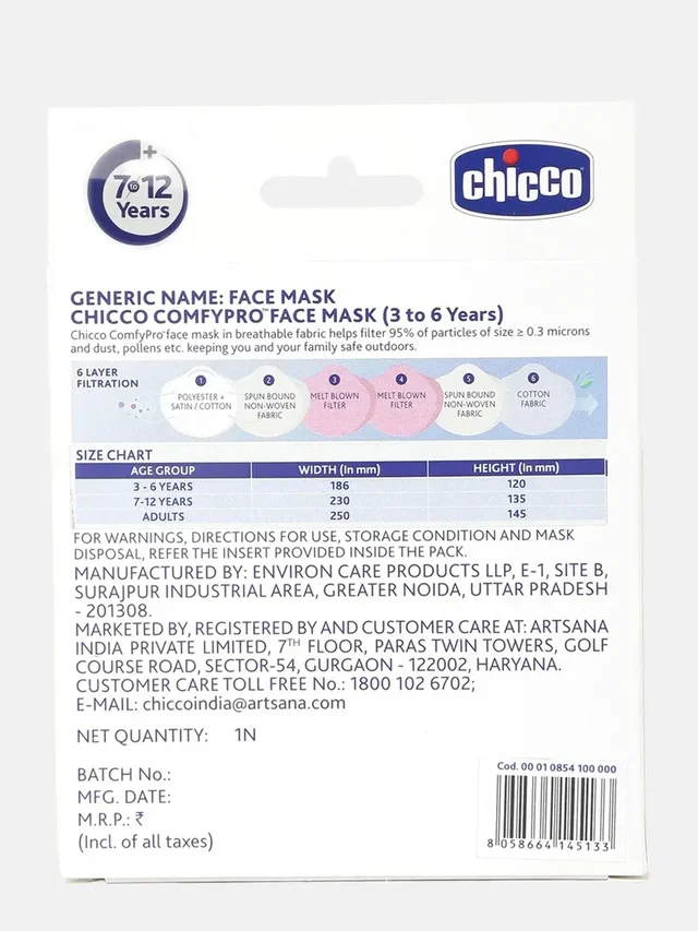 CHICCO FACE MASK 3-6Y BIRD+SNOWMAN 2PCs