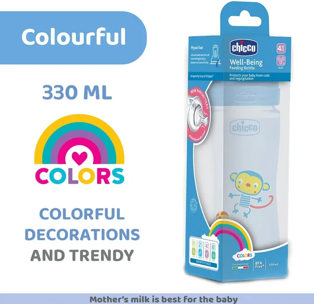 CHICCO WB PP BOTTLE 330ML COL PINK FAST 4M+ IN