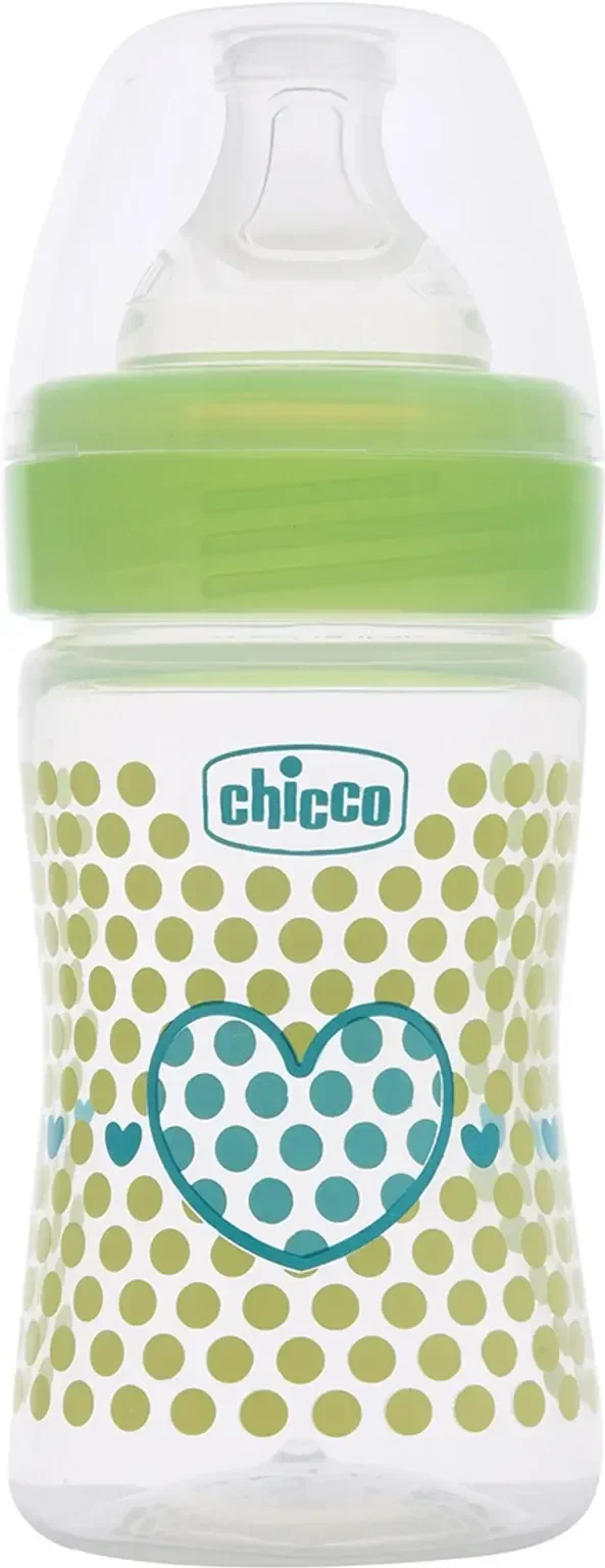 CHICCO BOTTLE WB 150ML SIL PHYSIO GREEN IN