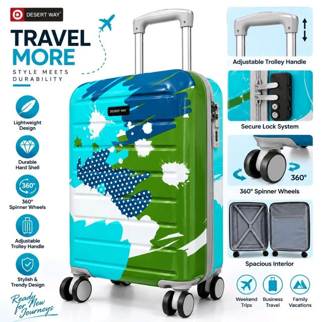 55cm Cabin Size Fiber Trolley Luggage Bags, Multicolour Printing Trendy Design 