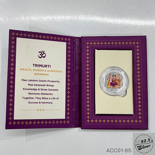 1Gm Silver Coin Lakshmi Ganesh Saraswati - MSC01-65