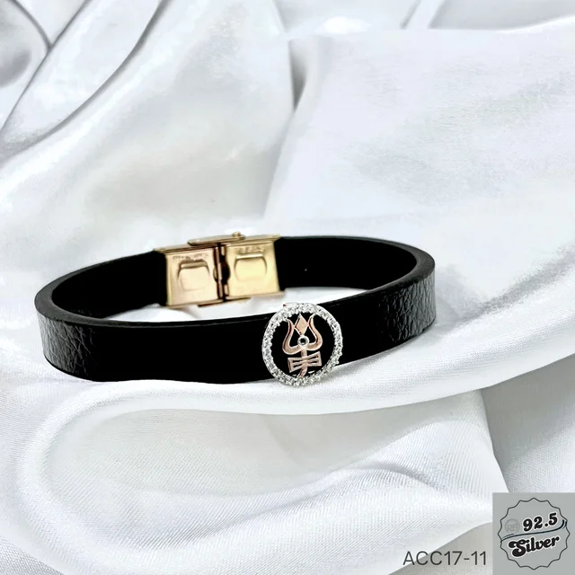 925 Silver Rakhi Leather Band