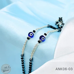 Nazariya Black Beads Anklets - ANK06-03