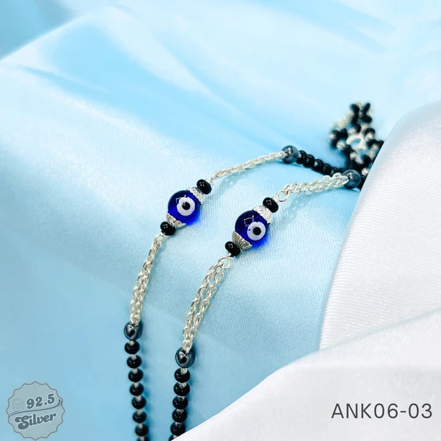 Nazariya Black Beads Anklets - ANK06-03