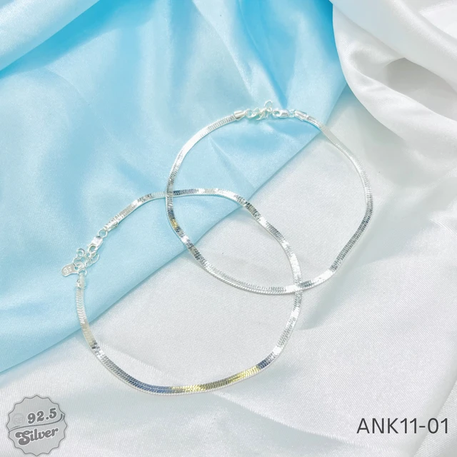 Rhodium Flat Anklets - ANK11-01