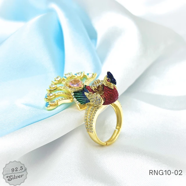 Fancy Peacock Adjustable Rings - RNG10-02