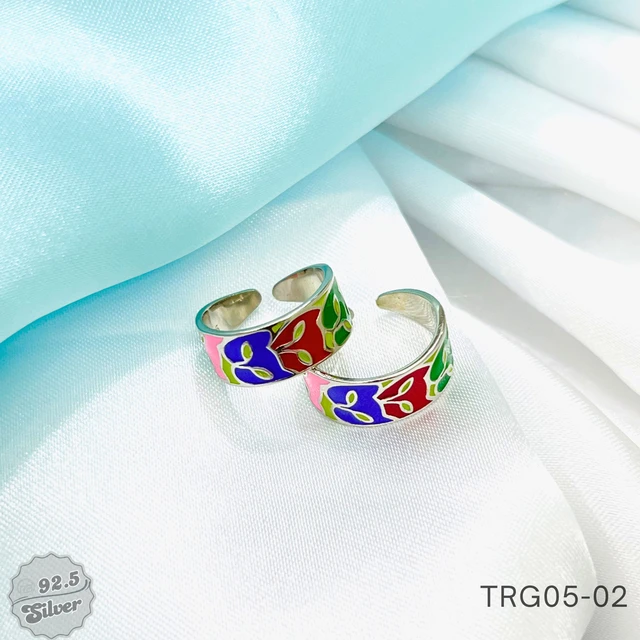 Flat Enamel Toe Rings - TRG05-02