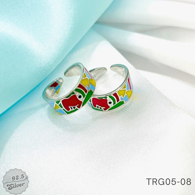 Flat Enamel Toe Rings - TRG05-08