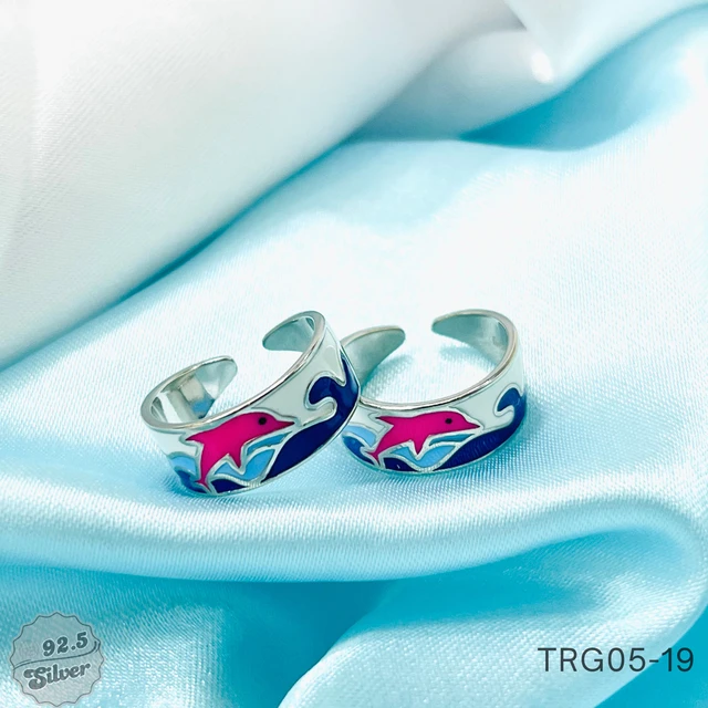 Flat Enamel Toe Rings - TRG05-19
