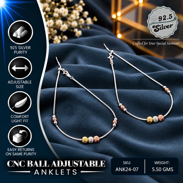 CNC Ball Adjustable Anklets - ANK24-07