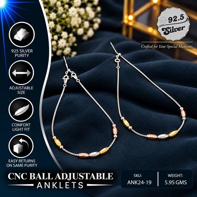 CNC Ball Adjustable Anklets - ANK24-19