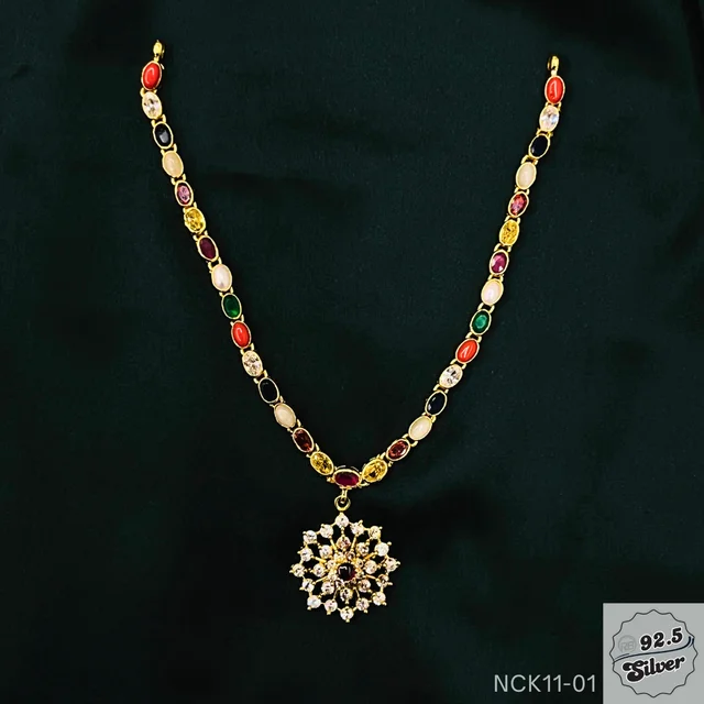 Navratna Necklace Gold Plated - NCK11-01