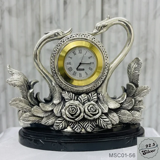 Swan Pair Table Clock - 999 Coating - MSC01-56