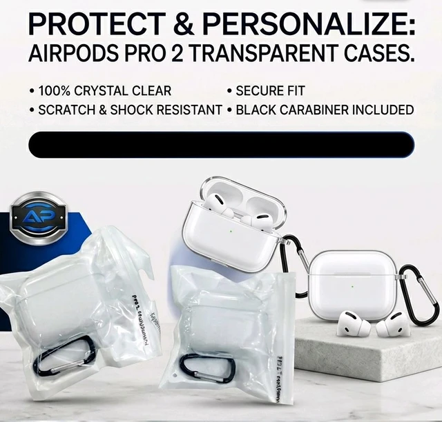 Transparent Airpods Case With Metal Hook