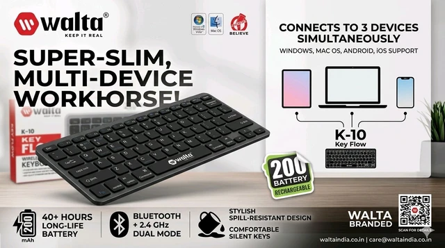 Walta K-10 Key Flow Wireless Office Keyboard 