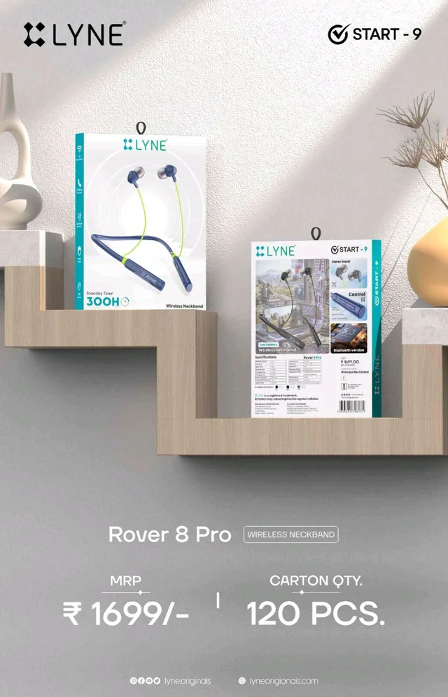 Lyne Rover 8 Pro Neckband//1 Year Counter Warranty 