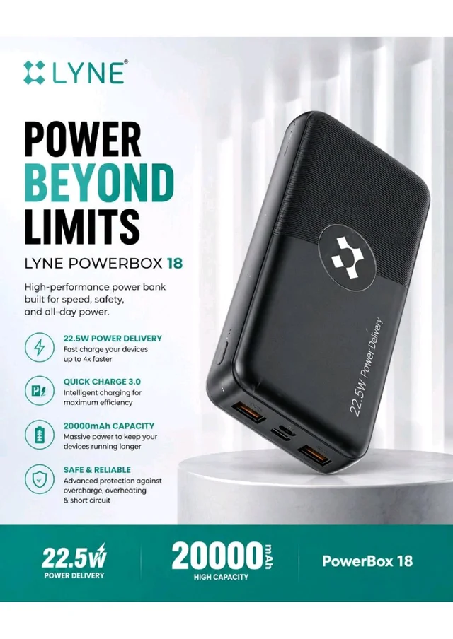 Lyne Power Box 18 20K PD Quick Charger/ 1 Year Warranty 