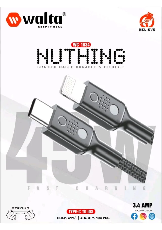 Walta Nuthing Braided Cable Durable & Flexible Wc-1034 Type C To Ios