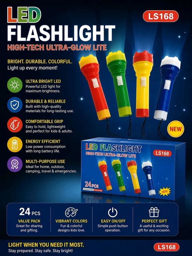 Led Flashlight LS168 High Tech Ultra Glow Light 