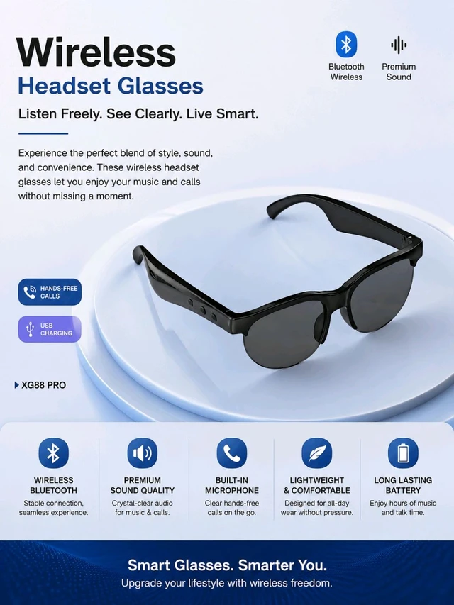 Wireless Headset Glasses XG88 PRO
