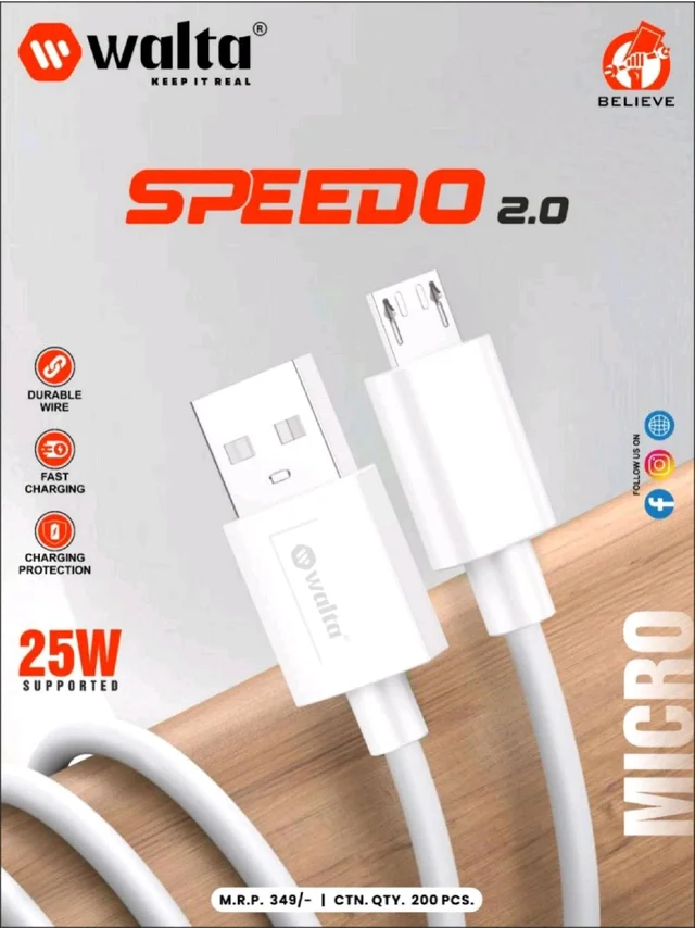 Walta 25W Speedo 2.0 Usb To Micro Data Cable 