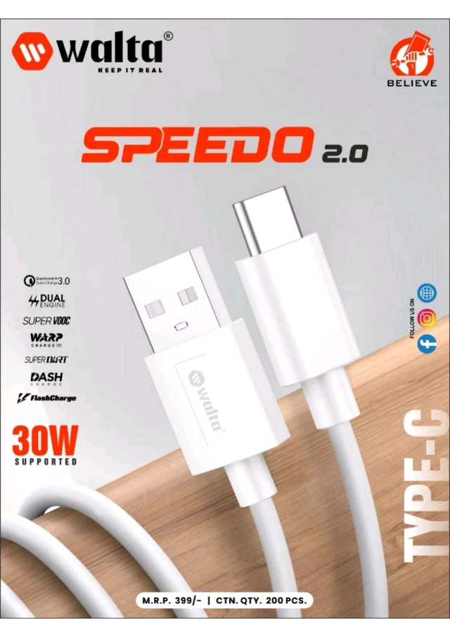 Walta Speedo 2.0 30W Usb To Type-C Data Cable 