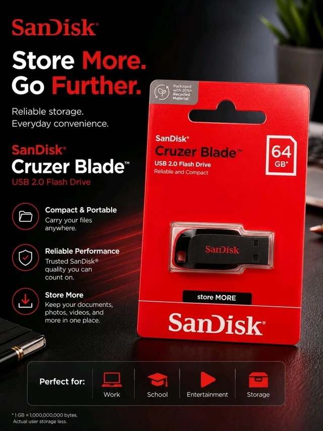 SanDisk Usb 2.0 Flash 64GB Pendrive 