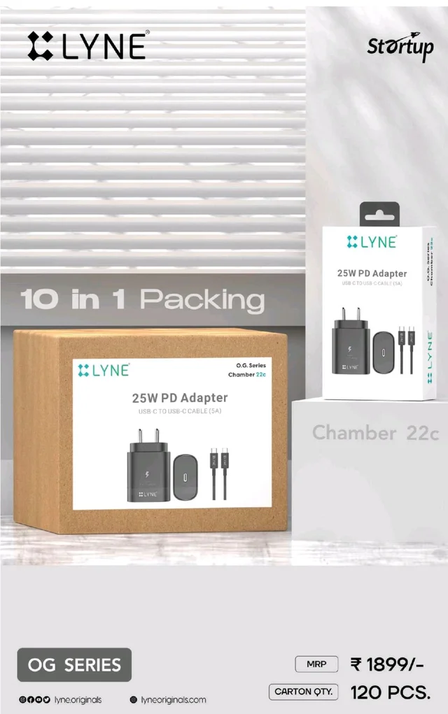 Lyne Chamber 6C Pro  Type-C To Type-C 25W |1 Year Counter Warranty 
