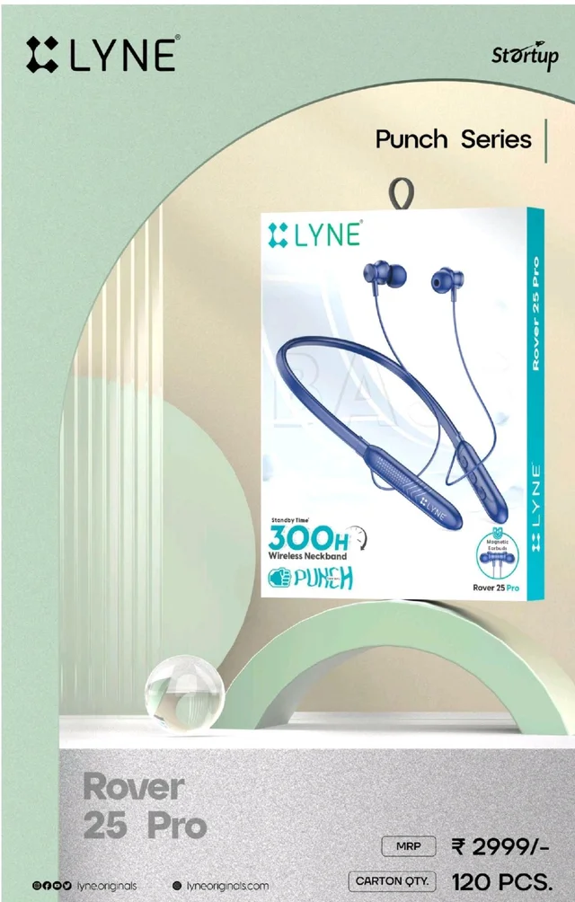 Lyne Rover 25 Pro Punch Series Neckband|1 Year Counter Warranty 