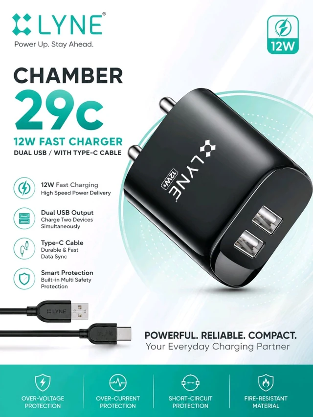 Lyne Chamber 29C 12W Fast Charger|1 Year Counter Warranty 
