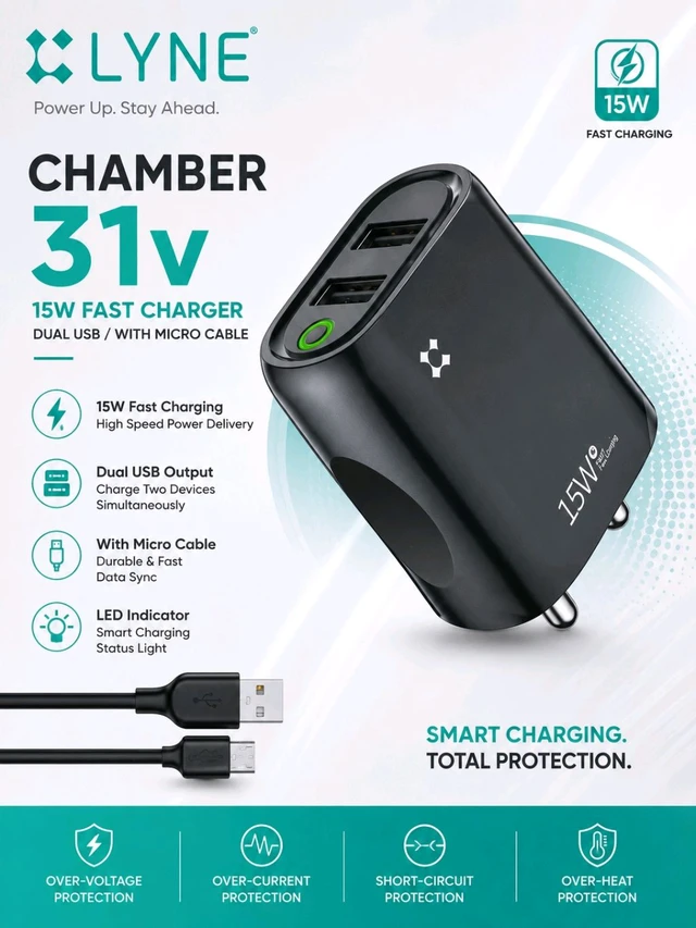 Lyne Chamber 31V 15W Fast Charger| 1 Year Counter Warranty 
