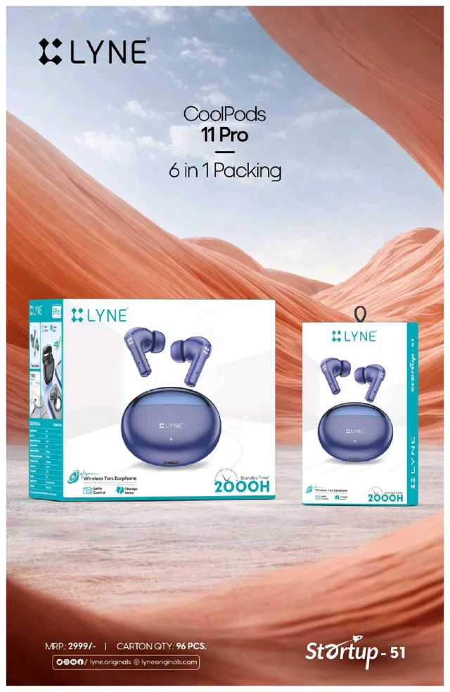 Lyne Coolpods 11 Pro|Wireless TWS Earphones| 1 Year Counter Warranty 