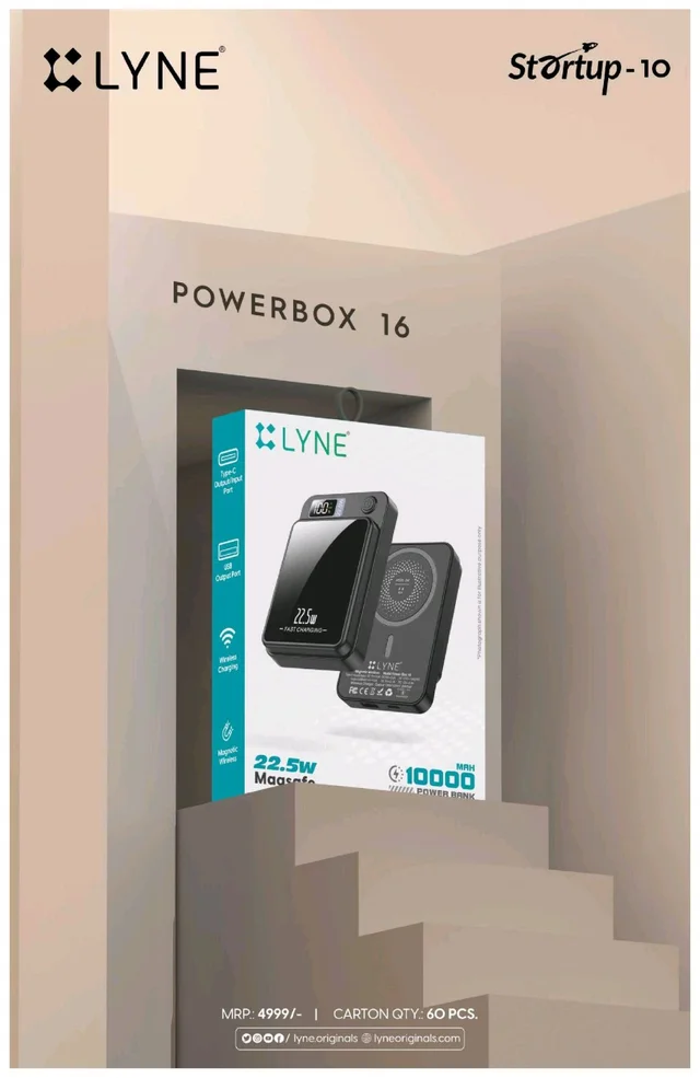 Lyne Power Box 16 10K 22.5W Power Bank |1 Year Counter Warranty 