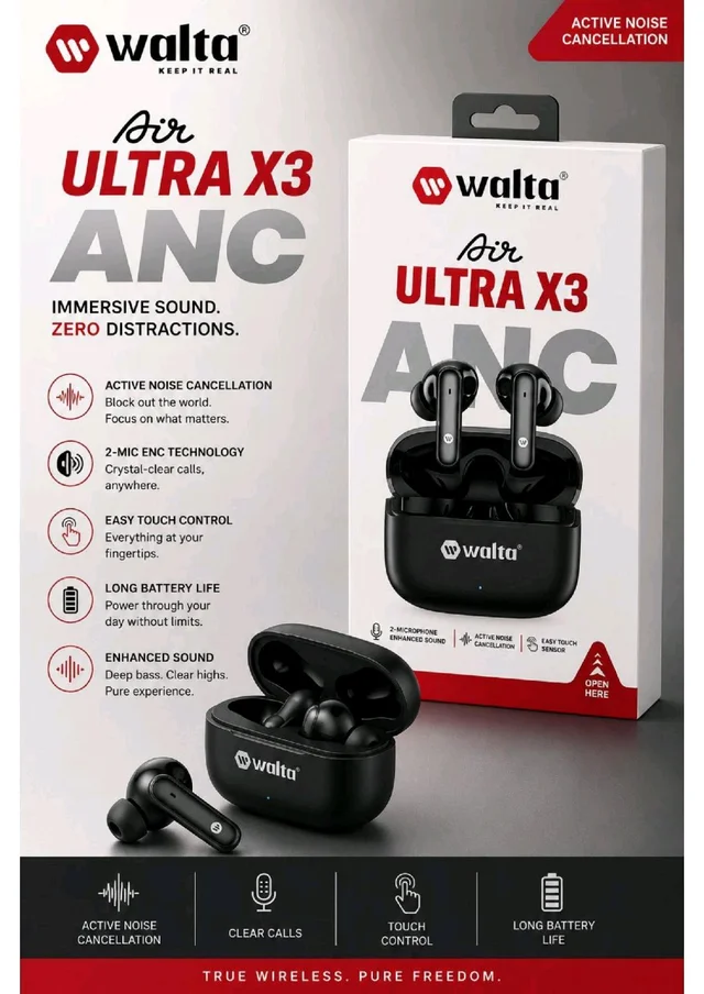 Walta Air Ultra X3|ANC Supported |1 Year Contour Warrenty 