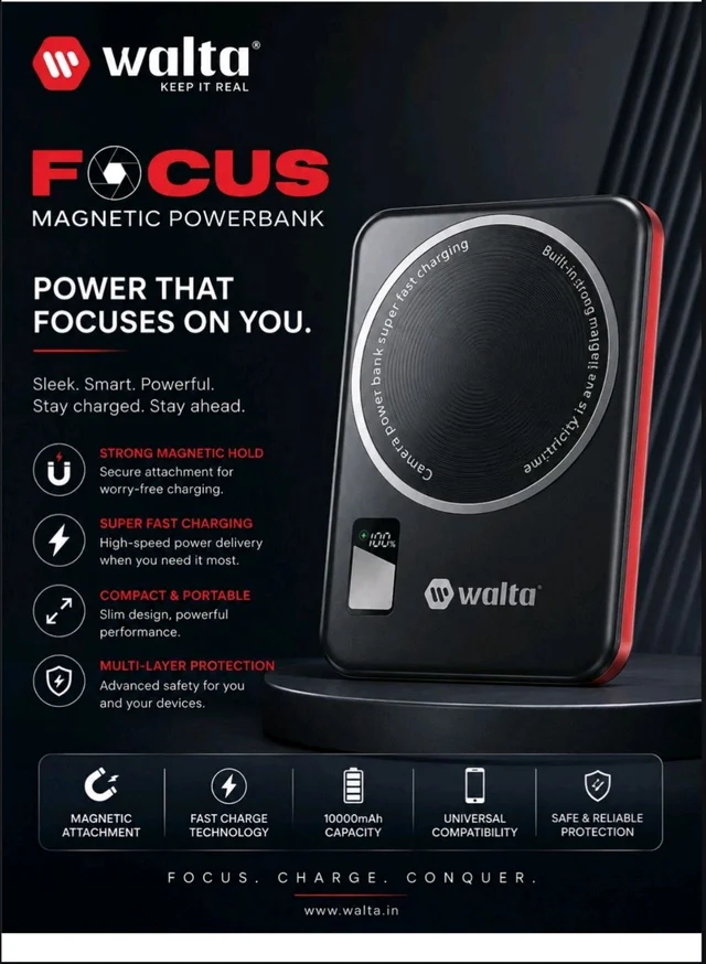 FOCUS POWER BANK|COMPACT SIZE|Magnetic Attachment 