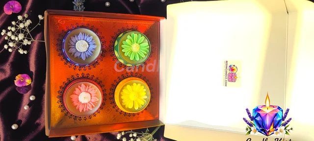 Mandala Tin Floral Scented Candle (4 Pcs) - Lavender Fields