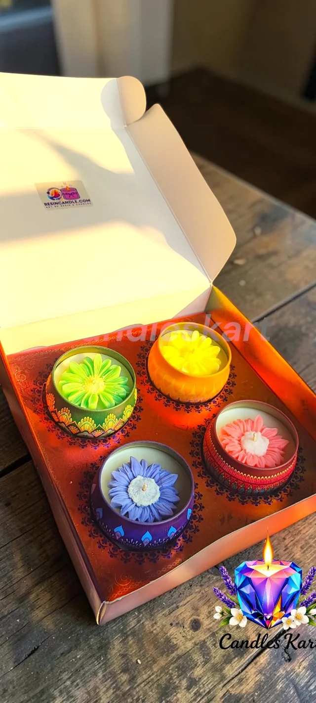 Mandala Tin Floral Scented Candle (4 Pcs) - Lavender Fields