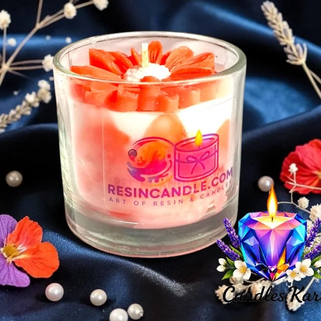 Flower Glass Jar Scented Candle - Velvet Rose