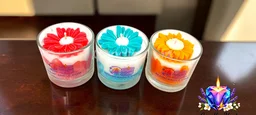 Flower Glass Jar Scented Candle (3 Pcs) - Lavender Fields