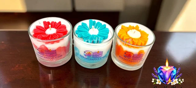 Flower Glass Jar Scented Candle (3 Pcs) - Lavender Fields