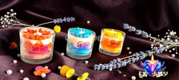 Flower Glass Jar Scented Candle (3 Pcs) - Lavender Fields