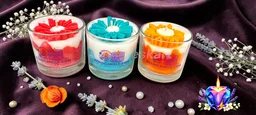 Flower Glass Jar Scented Candle (3 Pcs) - Lavender Fields