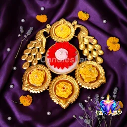 Peacock Flower Diya Scented Candle Set - Honeysuckle Dew